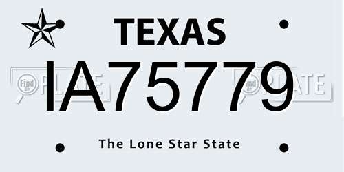 IA75779 Texas License Plate