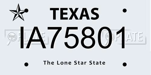 IA75801 Texas License Plate