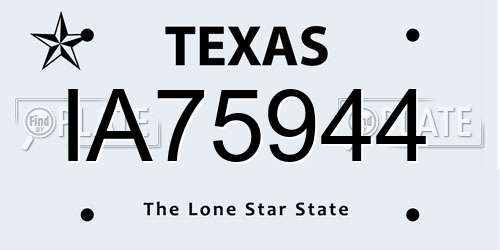 IA75944 Texas License Plate