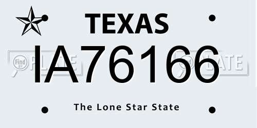 IA76166 Texas License Plate