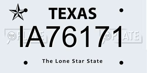 IA76171 Texas License Plate