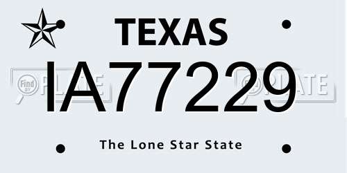 IA77229 Texas License Plate