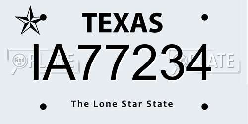 IA77234 Texas License Plate