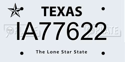 IA77622 Texas License Plate