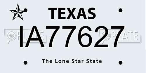 IA77627 Texas License Plate
