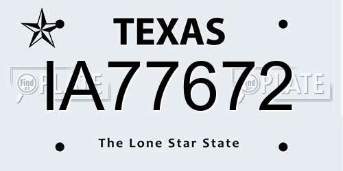 IA77672 Texas License Plate