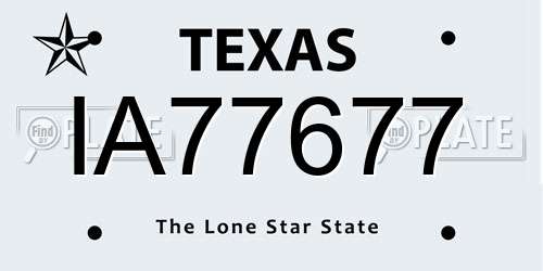 IA77677 Texas License Plate