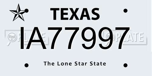 IA77997 Texas License Plate
