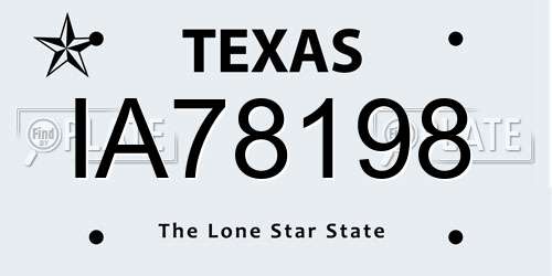 IA78198 Texas License Plate