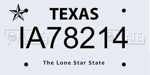 IA78214 Texas License Plate