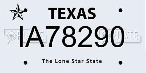 IA78290 Texas License Plate