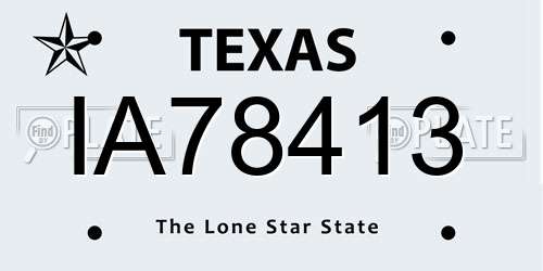 IA78413 Texas License Plate