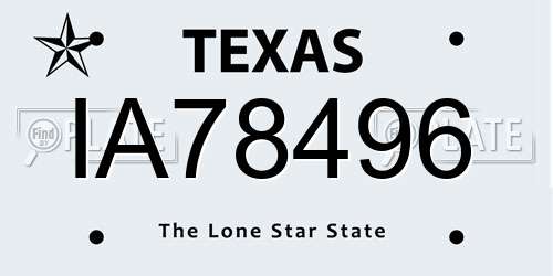 IA78496 Texas License Plate