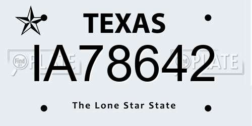 IA78642 Texas License Plate