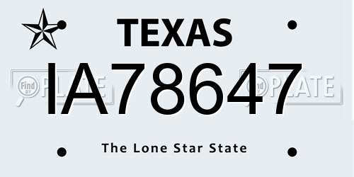 IA78647 Texas License Plate