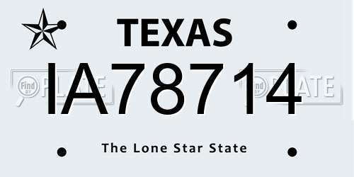 IA78714 Texas License Plate