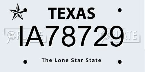 IA78729 Texas License Plate