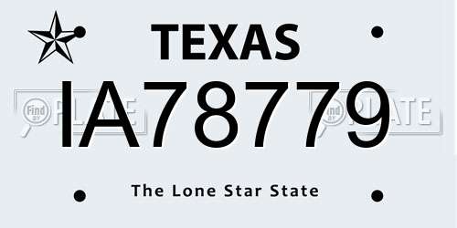 IA78779 Texas License Plate