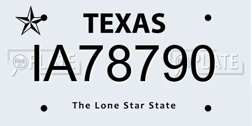 IA78790 Texas License Plate