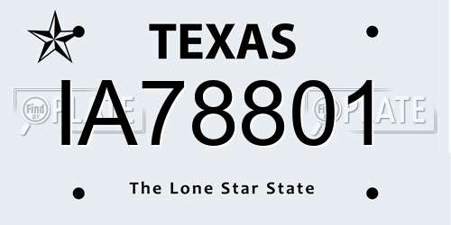 IA78801 Texas License Plate