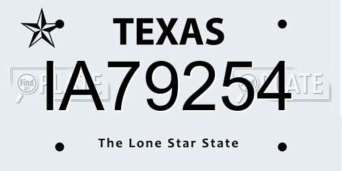 IA79254 Texas License Plate