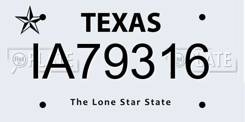 IA79316 Texas License Plate