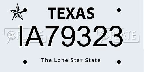IA79323 Texas License Plate