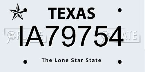 IA79754 Texas License Plate
