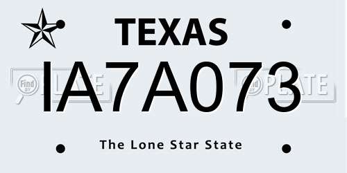IA7A073 Texas License Plate