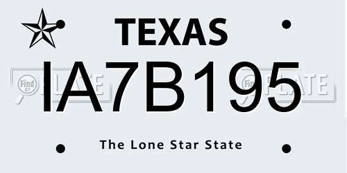 IA7B195 Texas License Plate