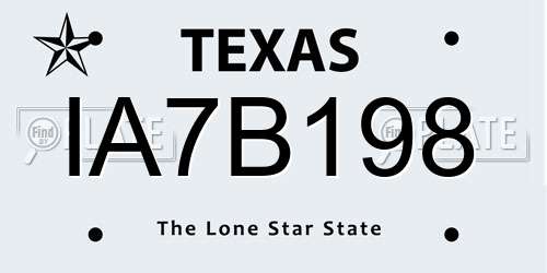 IA7B198 Texas License Plate
