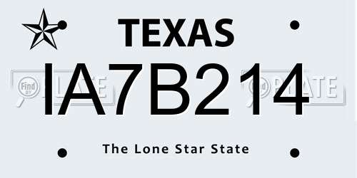 IA7B214 Texas License Plate
