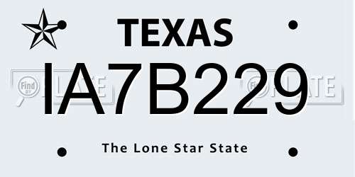 IA7B229 Texas License Plate