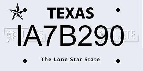 IA7B290 Texas License Plate