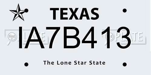 IA7B413 Texas License Plate