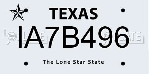 IA7B496 Texas License Plate