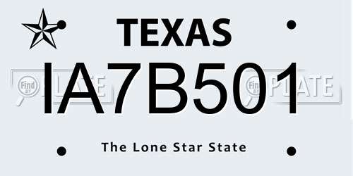 IA7B501 Texas License Plate