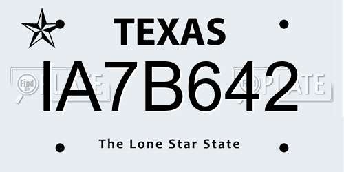 IA7B642 Texas License Plate