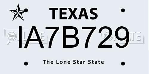 IA7B729 Texas License Plate