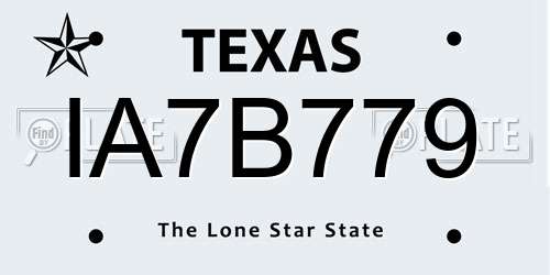 IA7B779 Texas License Plate