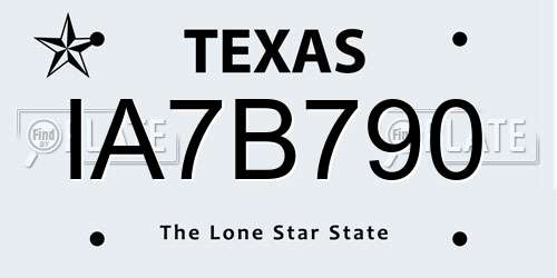 IA7B790 Texas License Plate