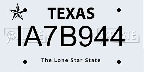 IA7B944 Texas License Plate