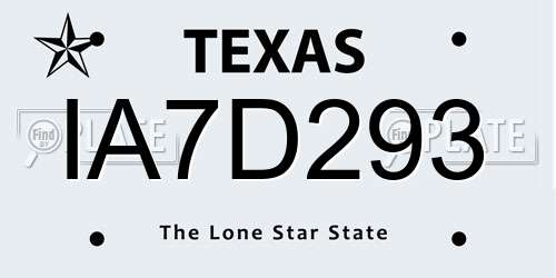 IA7D293 Texas License Plate