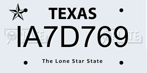 IA7D769 Texas License Plate