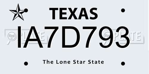 IA7D793 Texas License Plate
