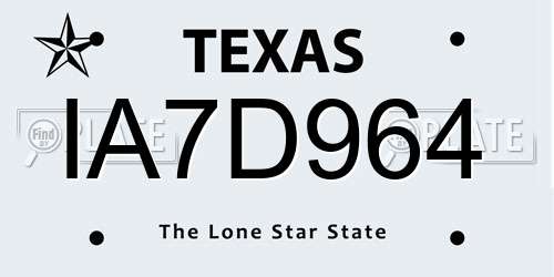 IA7D964 Texas License Plate