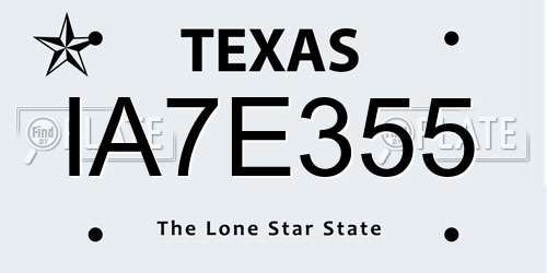 IA7E355 Texas License Plate