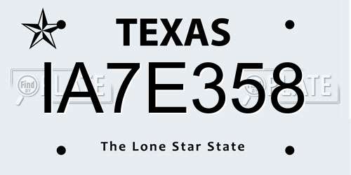 IA7E358 Texas License Plate
