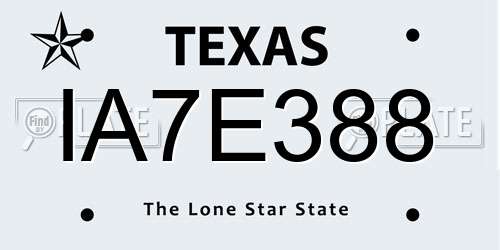 IA7E388 Texas License Plate