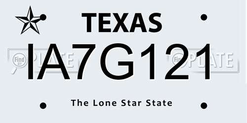 IA7G121 Texas License Plate